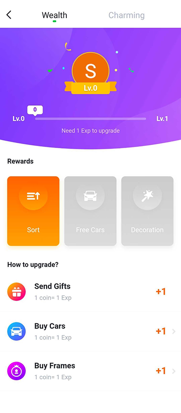 Popo Live wealth level screen